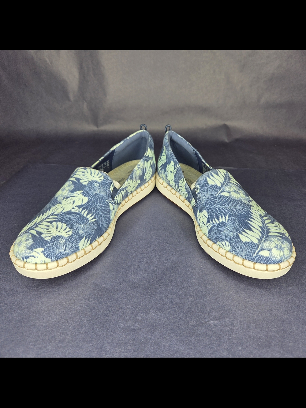 Cloudsteppers by Clarks Navy Floral Canvas Slip-On Loafers - Picture 2 of 8